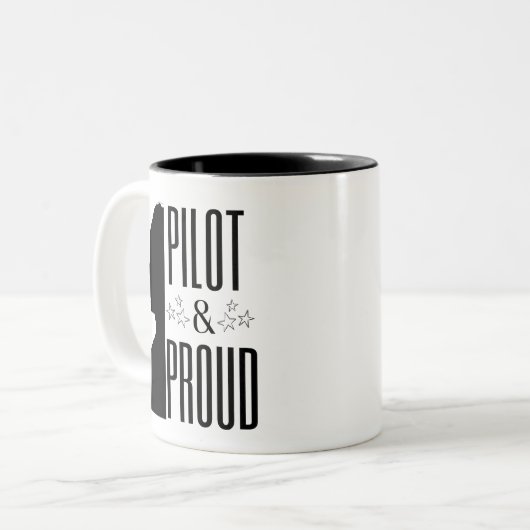 Eigen naam Vrouw voor beroep op locatie piloot en  Tweekleurige Koffiemok (Voorkant links)