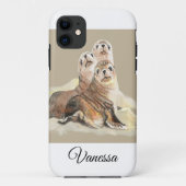 Eigen naam waterverf zegeldier Case-Mate iPhone case (Achterkant)