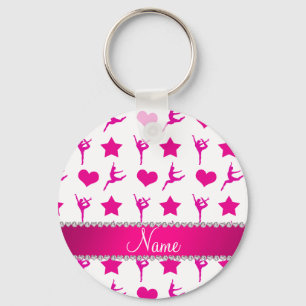 Eigen naam witte roze gymnastiek sterren harten sleutelhanger