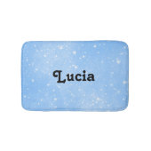 Eigen naam witte sterren op blauw badmat (Voorkant)