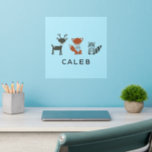 Eigen naam Woodland Fox Deer Raccoon Baby Muurstickers<br><div class="desc">Woodland bekritiseert dieren gepersonaliseerd wanddecal met aangepaste naam of tekst. Ontworpen en met liefde geïllustreerd door Kristine Lee Design www.kristineleedesigns.com</div>