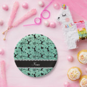 Eigen naam zeeluim groene glitter cheerleading papieren bordje (Feest)
