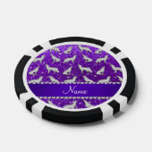 Eigen naam zilverwolf in digo paarse glitter pokerchips (Enkel)