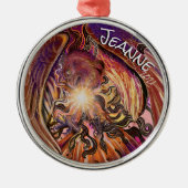 Eigen naam Zonneburst Hawk-Ornament Metalen Ornament (Voorkant)