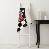 Eigen naam Zwart wit gecheckt vlaggenpatroon Sherpa Deken (In situ)