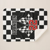 Eigen naam Zwart wit gecheckt vlaggenpatroon Sherpa Deken (Voorkant (horizontaal))