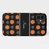 Eigen naam zwarte basketballen en harten Case-Mate iPhone case (Achterkant (horizontaal))