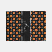 Eigen naam zwarte basketballen en harten fleece deken (Voorkant (Horizontaal))