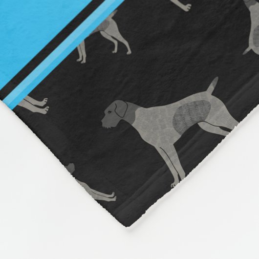 Eigen naam zwarte Duitse Wirehaire Pointer honden Fleece Deken (Hoek)
