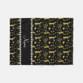 Eigen naam zwarte gouden hoofdbogen fleece deken (Voorkant (Horizontaal))