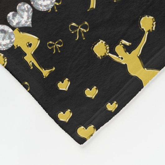 Eigen naam zwarte gouden hoofdbogen fleece deken (Hoek)