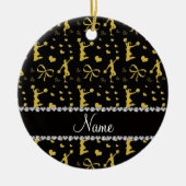 Eigen naam zwarte gouden hoofdbogen keramisch ornament (Voorkant)