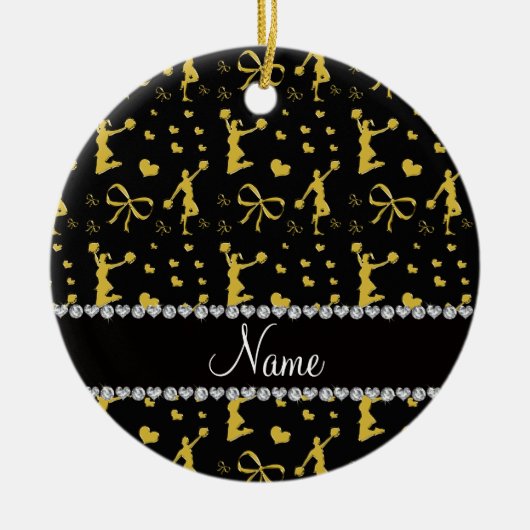 Eigen naam zwarte gouden hoofdbogen keramisch ornament (Voorkant)