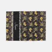 Eigen naam zwarte gouden rozen fleece deken (Voorkant (Horizontaal))