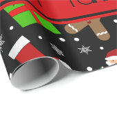 Eigen naam zwarte santas gingerbrood cadeaupapier (Rol Hoek)