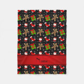 Eigen naam zwarte santas gingerbrood fleece deken (Voorkant)