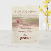 Eigen naamherdenkingsJubileum van verlies van zoon Kaart (Gele Bloem)