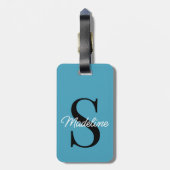 Eigen naammonogram op  Blauwgroen blauw Bagagelabel (Achterkant verticaal)