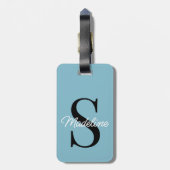 Eigen naammonogram op  Blauwgroen pastel Bagagelabel (Achterkant verticaal)