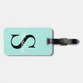 Eigen naammonogram op  pasta Turquoise Bagagelabel (Achterkant horizontaal)
