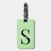 Eigen naammonogram op  pastelgroen bagagelabel (Achterkant verticaal)