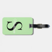 Eigen naammonogram op  pastelgroen bagagelabel (Achterkant horizontaal)
