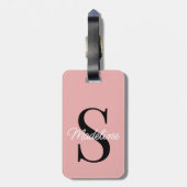 Eigen naammonogram op Roos afschilferen Bagagelabel (Achterkant verticaal)