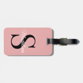 Eigen naammonogram op Roos afschilferen Bagagelabel (Achterkant horizontaal)