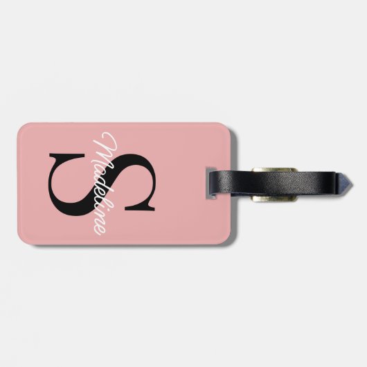 Eigen naammonogram op Roos afschilferen Bagagelabel (Achterkant horizontaal)