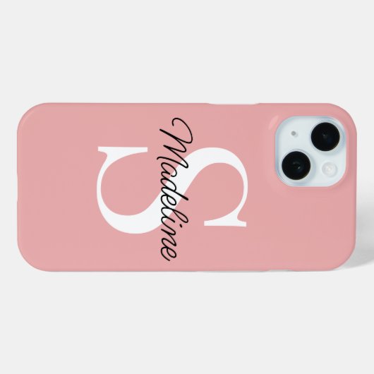 Eigen naammonogram op Roos afschilferen Case-Mate iPhone Case (Achterkant (horizontaal))