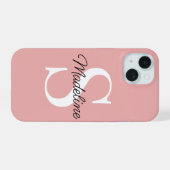 Eigen naammonogram op Roos afschilferen iPhone 15 Case (Achterkant horizontaal)