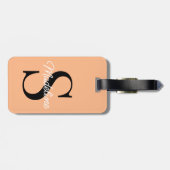 Eigen naammonogram op  Sinaasappel Bagagelabel (Achterkant horizontaal)