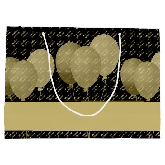 Eigen naampatroon - Gold/zwarte ballonnen Groot Cadeauzakje (Achterkant)