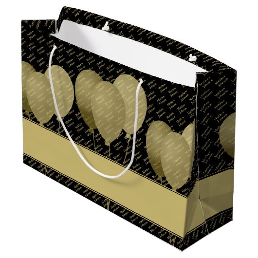Eigen naampatroon - Gold/zwarte ballonnen Groot Cadeauzakje (Achterkant Gekanteld)