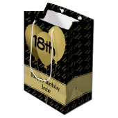 Eigen naampatroon - Gold/zwarte ballonnen Medium Cadeauzakje (Voorkant Gekanteld)