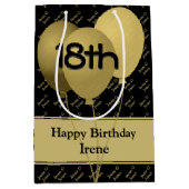 Eigen naampatroon - Gold/zwarte ballonnen Medium Cadeauzakje (Voorkant)