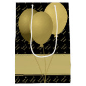 Eigen naampatroon - Gold/zwarte ballonnen Medium Cadeauzakje (Achterkant)