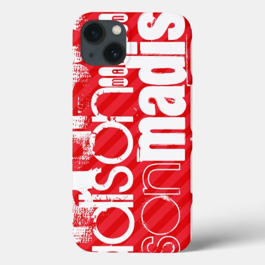Eigen naampatroon op rode diagonale strepen Case-Mate iPhone case (Achterkant)