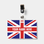 Eigen naamplaatje met vlag van British Union Jack Badge (Voorzijde met clip)