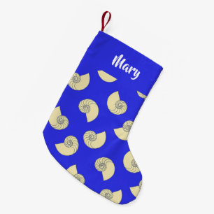 Eigen naamplaatjes op blauw kleine kerstsok