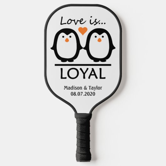 Eigen namen en datum van Penguin Love Pickleball Paddle (Voorkant)
