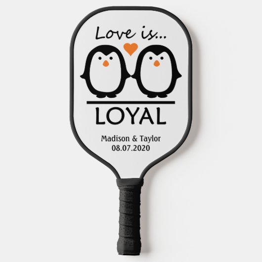 Eigen namen en datum van Penguin Love Pickleball Paddle (Achterkant)