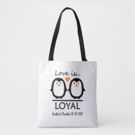 Eigen namen en datumzakken van Penguin Love Tote Bag