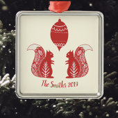 Eigen noordse vierkantjes kerstversiering metalen ornament