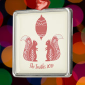 Eigen noordse vierkantjes kerstversiering metalen ornament