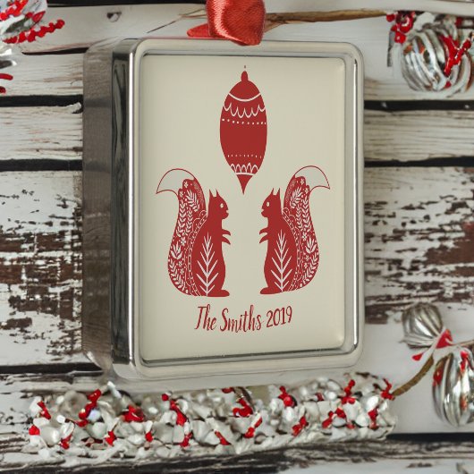 Eigen noordse vierkantjes kerstversiering metalen ornament