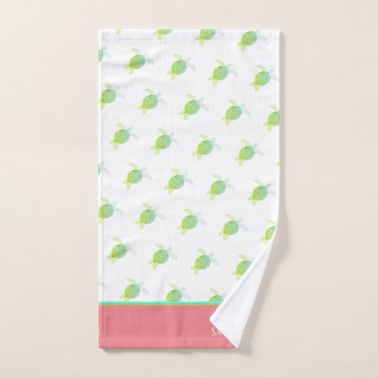 Eigen noordzeekust Zee Turtle White Coral Bad Handdoek (Handdoek)