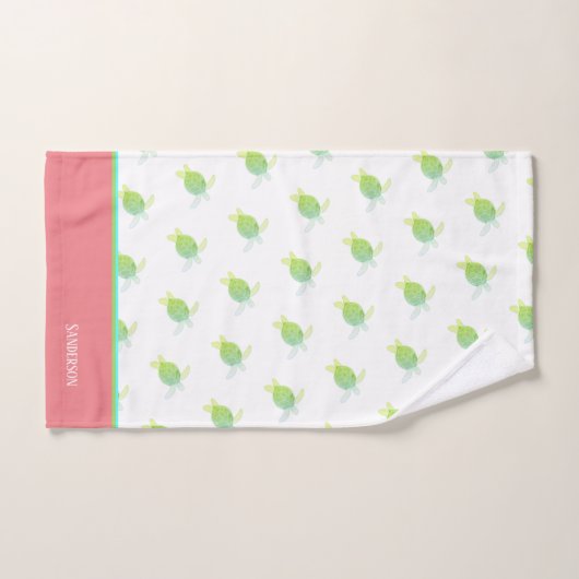 Eigen noordzeekust Zee Turtle White Coral Bad Handdoek (Handdoek)