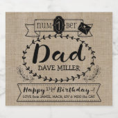 Eigen nummer 1 Pap Birthday Cute Monogram Bier Etiket (Enkel label)