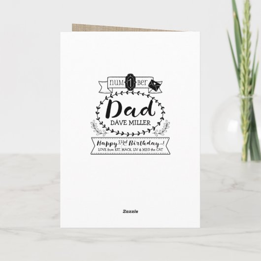 Eigen nummer 1 Pap Birthday Cute Monogram Kaart (Achterkant)